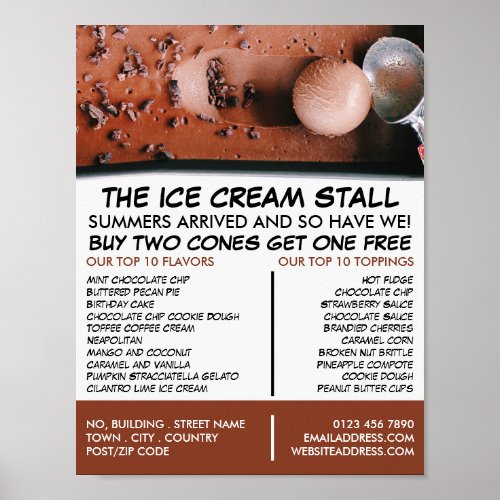 Chocolate Ice Cream Ice Cream Parlor Advertising Poster