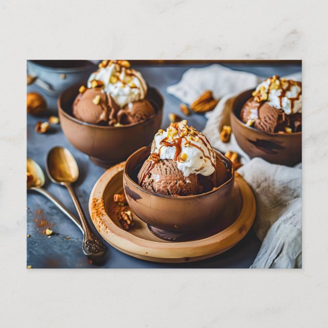 Chocolate Ice Cream in Cup Holiday Postcard (Front)