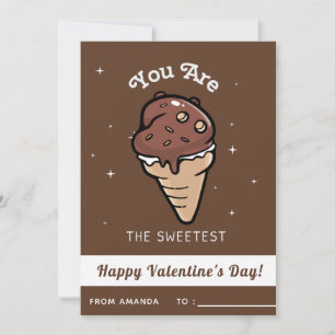 Chocolate Ice-Cream Kids Valentine's Day at School Holiday Card