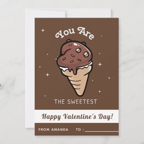 Chocolate Ice_Cream Kids Valentines Day at School Holiday Card