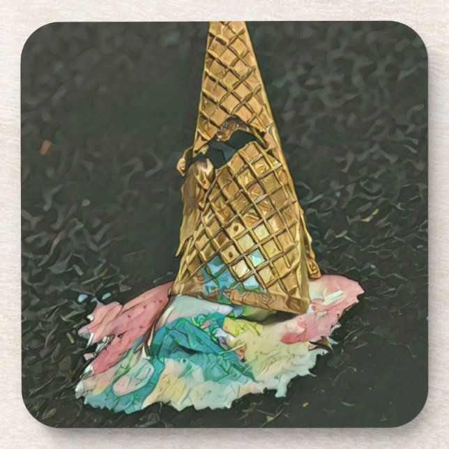 Chocolate ice cream lover gift beverage coaster (Front)