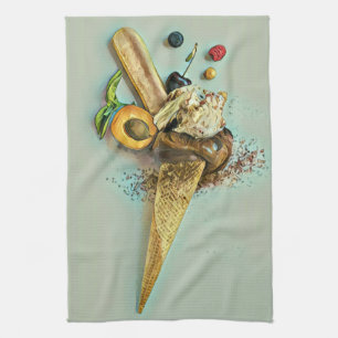 Chocolate ice cream lover gift kitchen towel