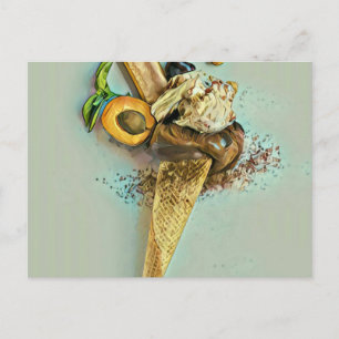 Chocolate ice cream lover gift postcard