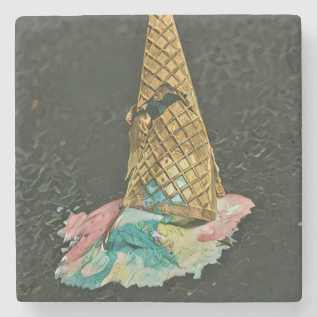 Chocolate ice cream lover gift stone coaster (Front)