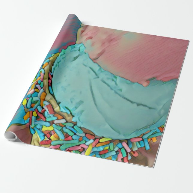 Chocolate ice cream lover gift wrapping paper (Unrolled)