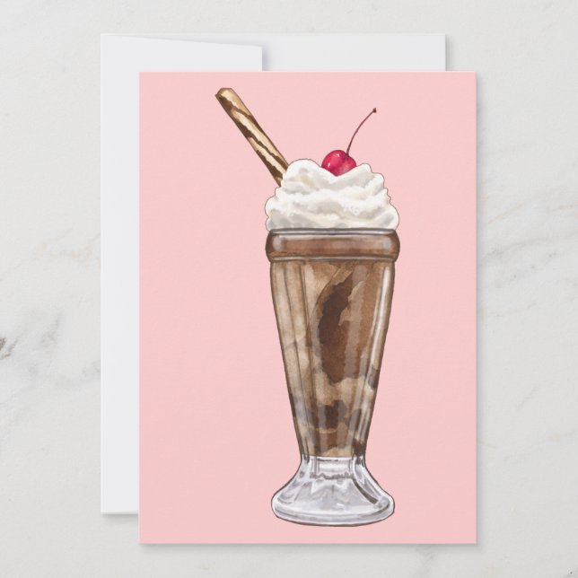 Chocolate Ice Cream Milkshake Invitation (Front)