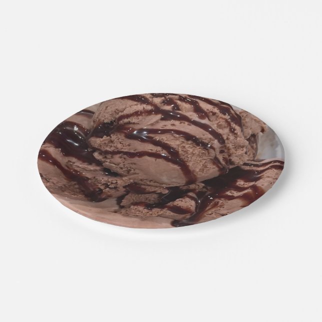 Chocolate Ice Cream Photo Paper Plates (Angled)