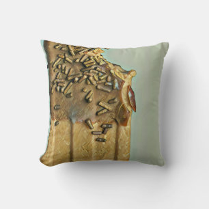 Chocolate ice cream popsicle throw pillow