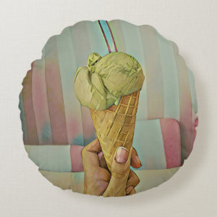 Chocolate ice cream round pillow