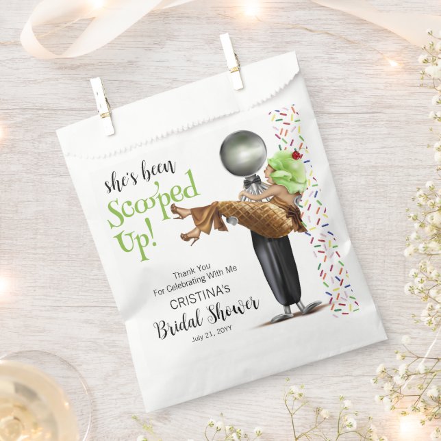 Chocolate Ice cream Scooped Up Bridal Shower Favor Bag (Clipped)