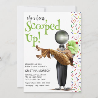 Chocolate Ice cream Scooped Up Bridal Shower Invitation