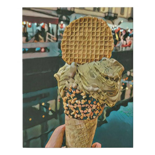 Chocolate ice cream sprinkles faux canvas print