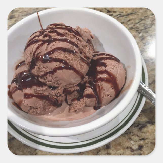 Chocolate Ice Cream Square Sticker (Front)