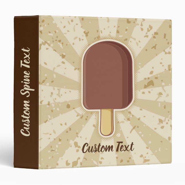 Chocolate Ice Cream Stick 3 Ring Binder (Front/Spine)