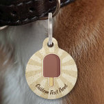 Chocolate Ice Cream Stick Pet ID Tag<br><div class="desc">Chocolate ice cream stick icon on beige grunge background with custom text.</div>