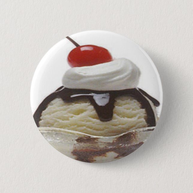 Chocolate Ice Cream Sundae Button (Front)