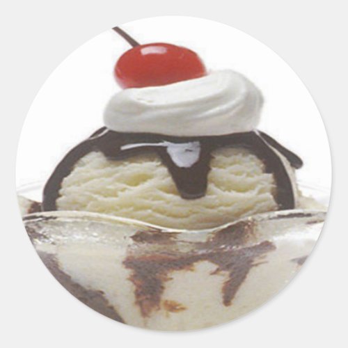 Chocolate Ice Cream Sundae Classic Round Sticker