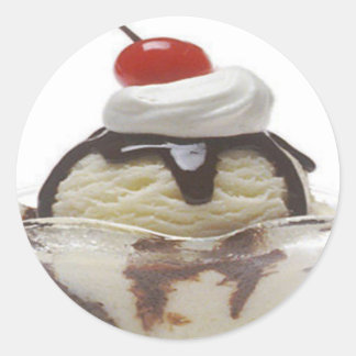Chocolate Ice Cream Sundae Classic Round Sticker