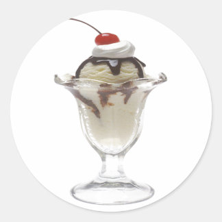 Chocolate Ice Cream Sundae Classic Round Sticker