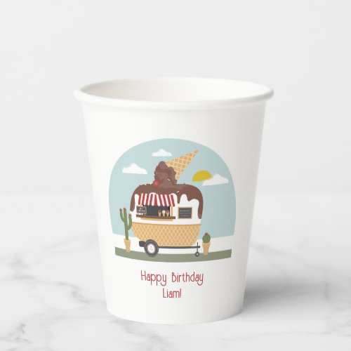 Chocolate Ice Cream Truck Kids Birthday Paper Cups