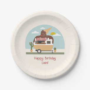 Chocolate Ice Cream Truck Kids Birthday Paper Plates