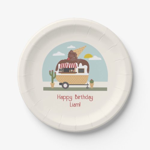 Chocolate Ice Cream Truck Kids Birthday Paper Plates