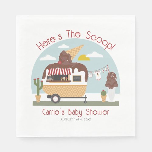 Chocolate Ice Cream Truck Neutral Baby Shower Napkins