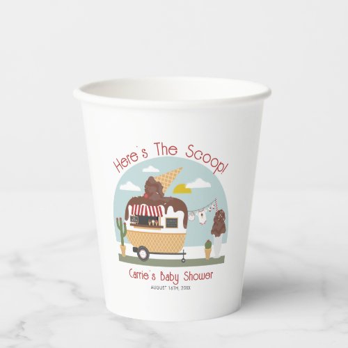 Chocolate Ice Cream Truck Neutral Baby Shower Paper Cups