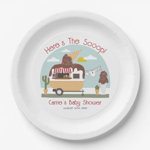 Chocolate Ice Cream Truck Neutral Baby Shower Paper Plates