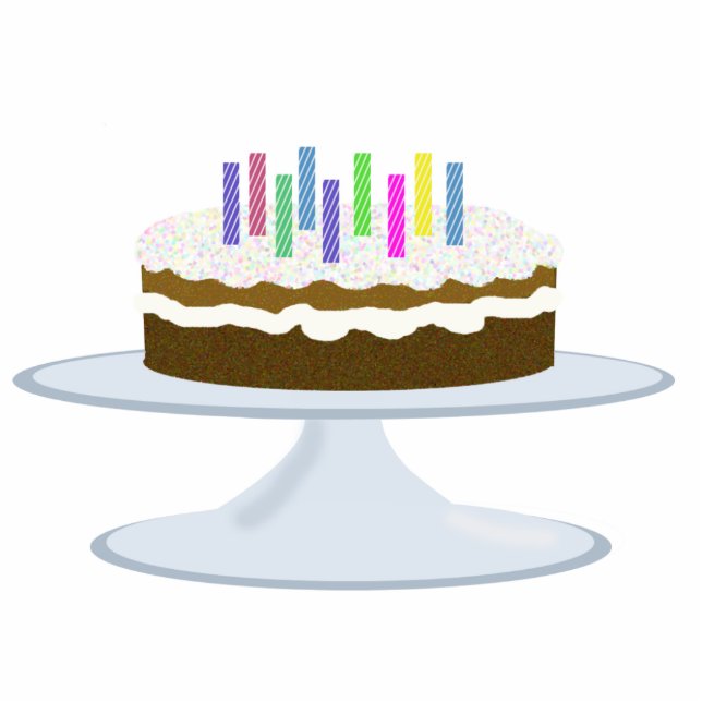 Chocolate iced birthday cake with candles statuette (Front)