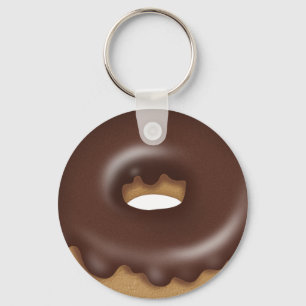 Chocolate Iced donut cartoon bakery keychain