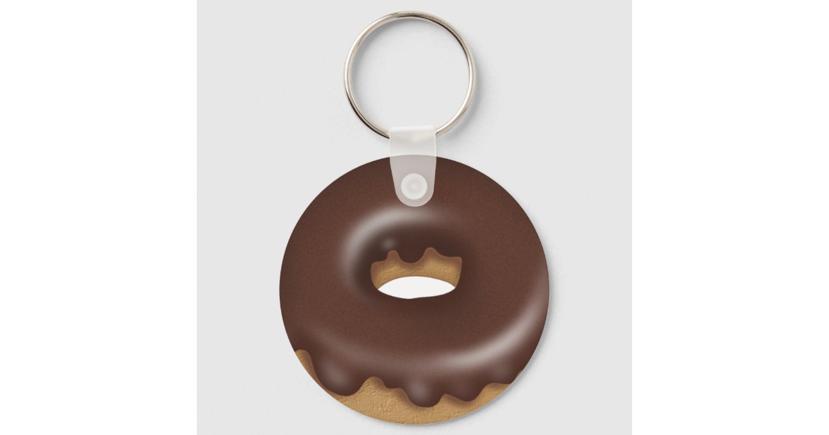 Chocolate Iced donut cartoon bakery keychain | Zazzle