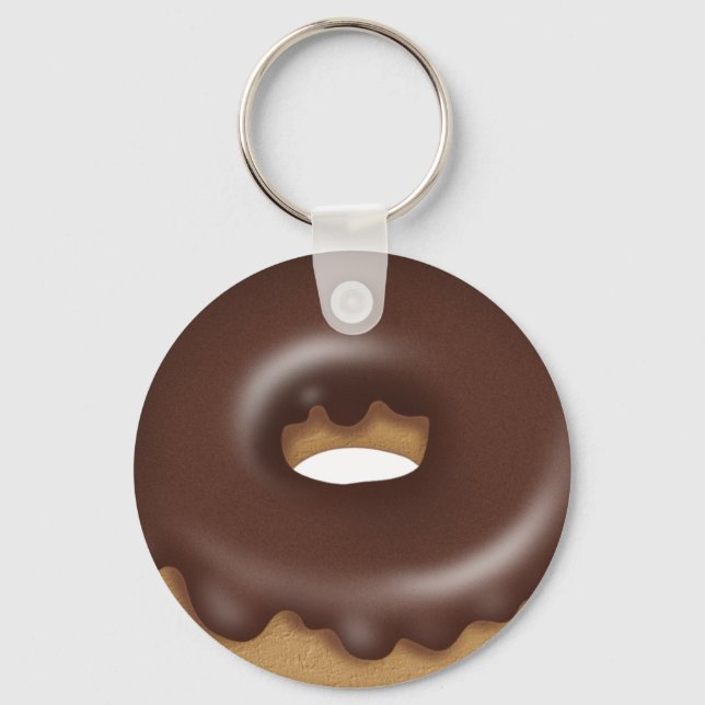 Chocolate Iced donut cartoon bakery keychain (Front)