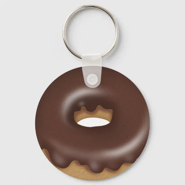 Chocolate Iced donut cartoon bakery keychain | Zazzle