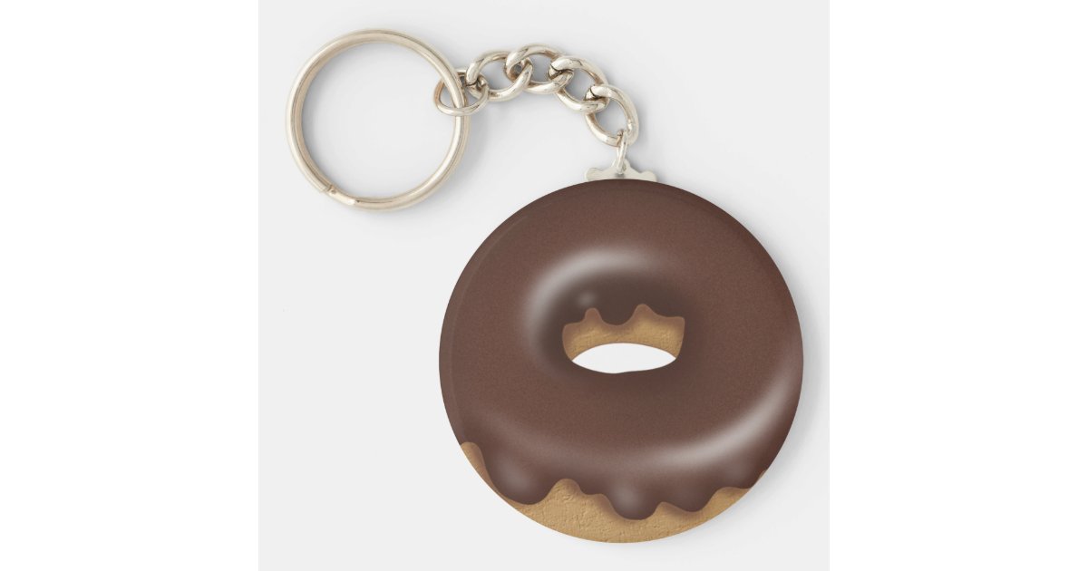 Chocolate Iced donut cartoon bakery keychain | Zazzle.com
