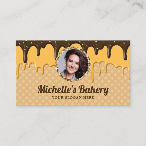 Chocolate Icing Drips Pastry Chef Photo Bakery Business Card