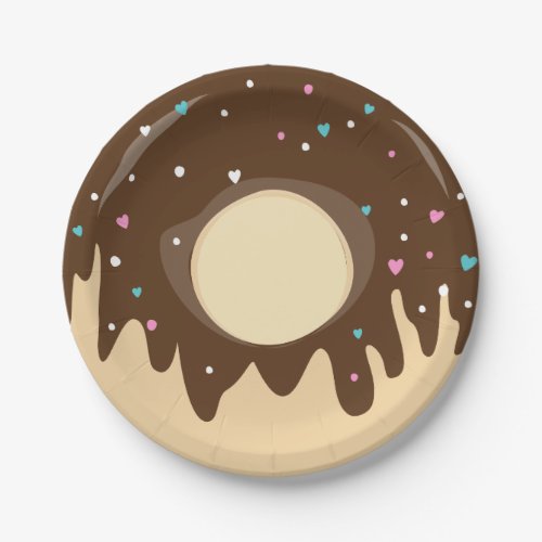 Chocolate Icing Glazed Donut Donut Birthday Paper Plates