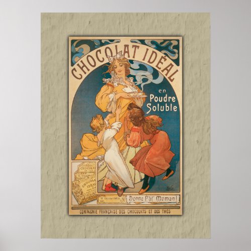 Chocolate Ideal Vintage French Beverage Poster