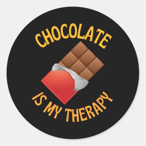 Chocolate Is My Therapy Classic Round Sticker