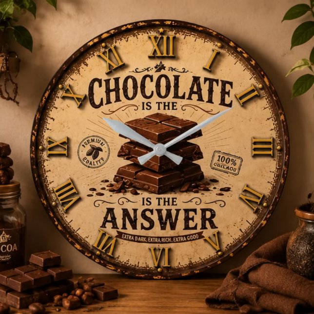  Chocolate Is the Answer Kitchen Decor for Bakers Large Clock (Creator Uploaded)