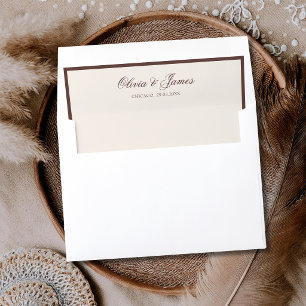 Chocolate Ivory Black Tie Old Money Wedding Envelope Liner