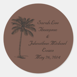 Chocolate Java Beach Getaway Wedding Seals/Stckers Classic Round Sticker