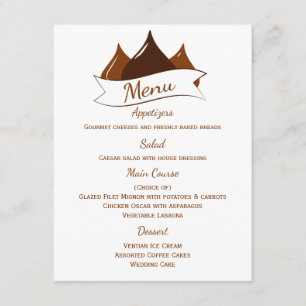 Chocolate Kisses Brown And White Menu Invitation