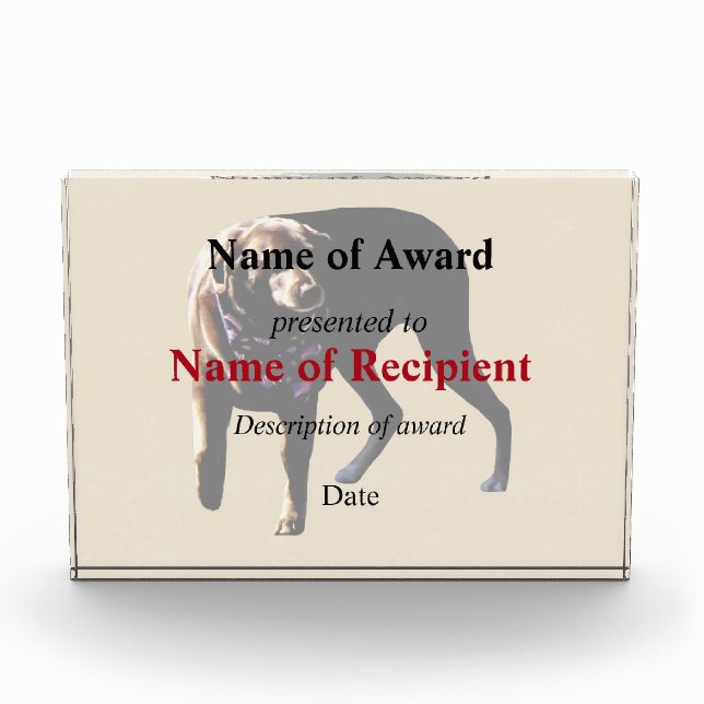 Chocolate Lab Acrylic Award (Front)