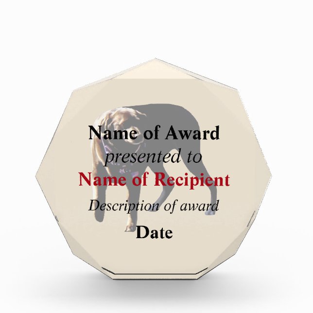 Chocolate Lab Acrylic Award (Front)