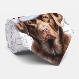 Chocolate Lab and Woof Christmas Dog Neck Tie