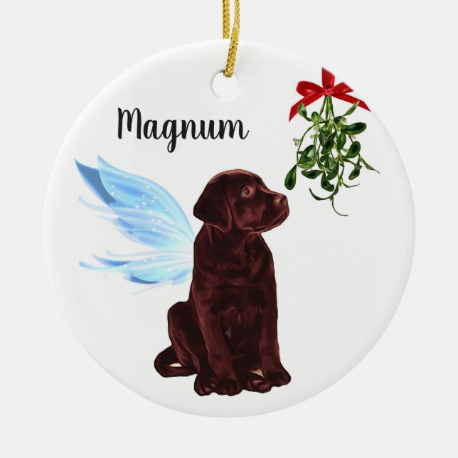 Chocolate Lab Angel -  Christmas Ornament (Front)