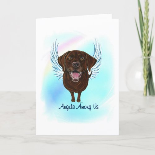 Chocolate Lab Angel Dog Pet Loss Sympathy Card