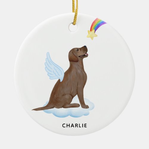 Chocolate Lab Angel Personalized Pet Dog Memorial Ceramic Ornament