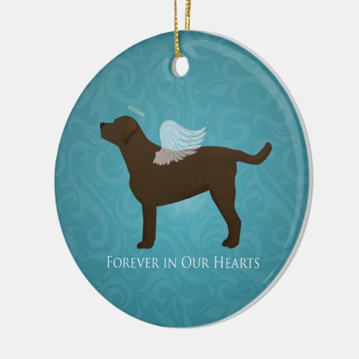 Chocolate Lab Angel Pet Memorial Design Ceramic Ornament Zazzle